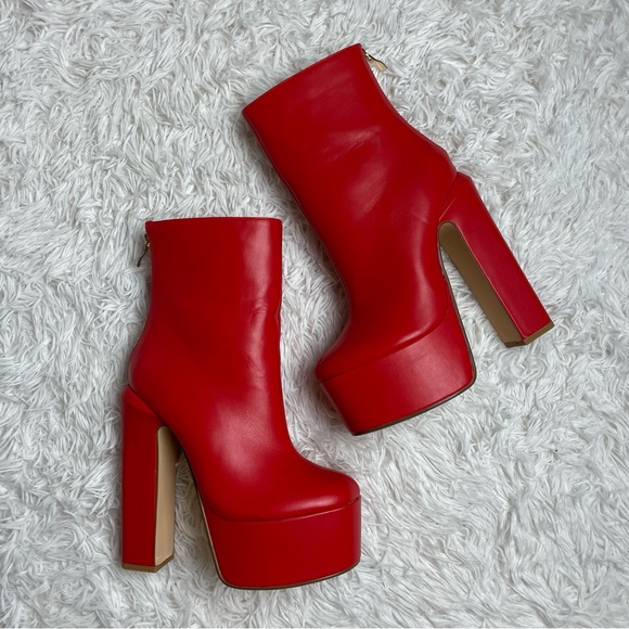 Red Litten Platform Boots Lemon Drop Dolls Kill NWOT NWOB Faux Leather - Picture 5 of 13